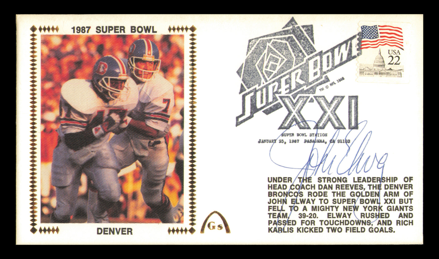 John Elway Autographed 1987 First Day Cover Denver Broncos SKU #239091