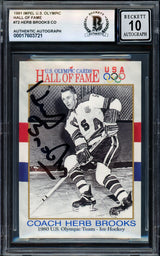 Herb Brooks Autographed 1991 Impel Card #72 1980 Team USA Miracle on Ice Auto Grade Gem Mint 10 Beckett BAS #17603721
