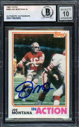 Joe Montana Autographed 1982 Topps Card #489 San Francisco 49ers Auto Grade Gem Mint 10 Beckett BAS #17603893
