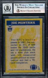 Joe Montana Autographed 1982 Topps Card #489 San Francisco 49ers Auto Grade Gem Mint 10 Beckett BAS #17603893