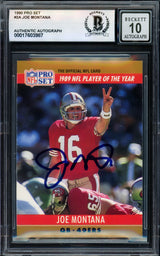Joe Montana Autographed 1990 Pro Set Card #2 San Francisco 49ers Auto Grade Gem Mint 10 Beckett BAS #17603987