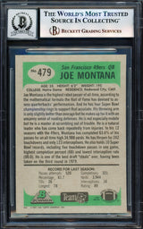 Joe Montana Autographed 1991 Bowman Card #479 San Francisco 49ers Auto Grade Gem Mint 10 Beckett BAS #17604068