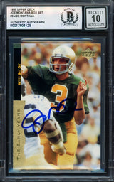 Joe Montana Autographed 1995 Upper Deck Card #5 San Francisco 49ers Auto Grade Gem Mint 10 Beckett BAS #17604129