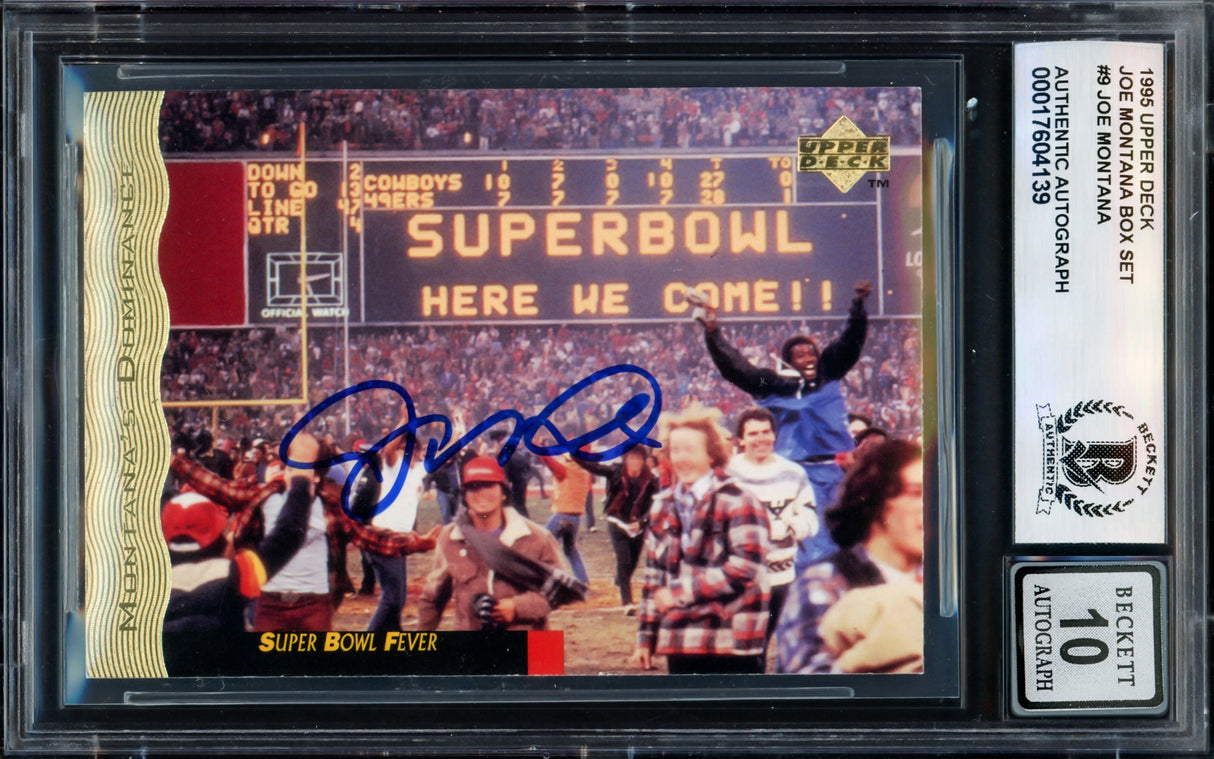 Joe Montana Autographed 1995 Upper Deck Card #9 San Francisco 49ers Auto Grade Gem Mint 10 Beckett BAS #17604139