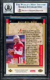 Joe Montana Autographed 1995 Upper Deck Card #17 San Francisco 49ers Auto Grade Gem Mint 10 Beckett BAS #17604196