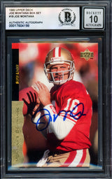 Joe Montana Autographed 1995 Upper Deck Card #18 San Francisco 49ers Auto Grade Gem Mint 10 Beckett BAS #17604198