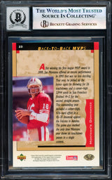 Joe Montana Autographed 1995 Upper Deck Card #23 San Francisco 49ers Auto Grade Gem Mint 10 Beckett BAS #17604241