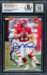 Joe Montana Autographed 1995 Upper Deck Card #29 San Francisco 49ers Auto Grade Gem Mint 10 Beckett BAS #17604246