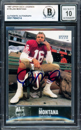 Joe Montana Autographed 1997 Upper Deck Legends Card #178 San Francisco 49ers Auto Grade Gem Mint 10 Beckett BAS #17604314