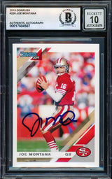 Joe Montana Autographed 2019 Donruss Card #226 San Francisco 49ers Auto Grade Gem Mint 10 Beckett BAS #17604587