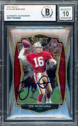 Joe Montana Autographed 2020 Select Card #118 San Francisco 49ers Auto Grade Gem Mint 10 Beckett BAS #17604645