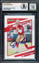 Joe Montana Autographed 2021 Donruss Card #57 San Francisco 49ers Auto Grade Gem Mint 10 Beckett BAS #17604652
