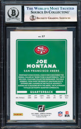 Joe Montana Autographed 2021 Donruss Card #57 San Francisco 49ers Auto Grade Gem Mint 10 Beckett BAS #17604652