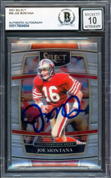 Joe Montana Autographed 2021 Select Card #36 San Francisco 49ers Auto Grade Gem Mint 10 Beckett BAS #17604684