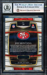 Joe Montana Autographed 2021 Select Card #36 San Francisco 49ers Auto Grade Gem Mint 10 Beckett BAS #17604684