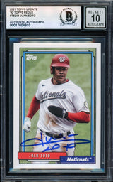 Juan Soto Autographed 2021 Topps Update 1992 Redux Card #T92-49 Washington Nationals Auto Grade Gem Mint 10 Beckett BAS #17604910