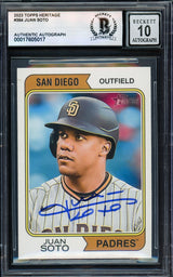 Juan Soto Autographed 2023 Topps Heritage Card #364 San Diego Padres Auto Grade Gem Mint 10 Beckett BAS #17605017