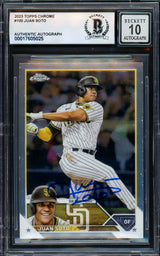 Juan Soto Autographed 2023 Topps Chrome Card #100 San Diego Padres Auto Grade Gem Mint 10 Beckett BAS #17604025