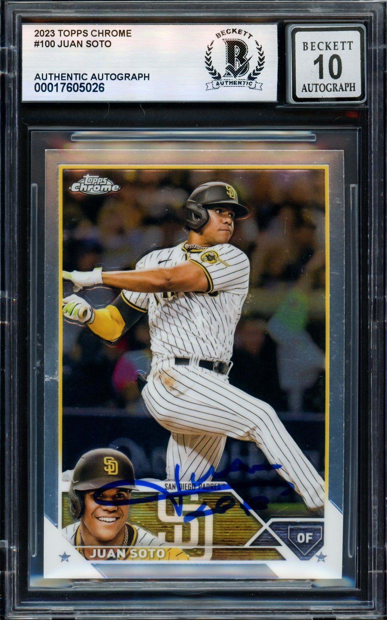 Juan Soto Autographed 2023 Topps Chrome Card #100 San Diego Padres Auto Grade Gem Mint 10 Beckett BAS #17604026