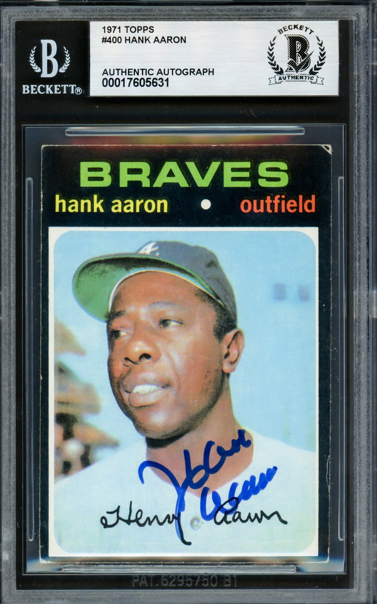 Hank Aaron Autographed 1971 Topps Card #400 Atlanta Braves Beckett BAS #17605631