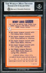 Hank Aaron Autographed 1985 Topps Woolworth's Card #1 Atlanta Braves #535/2000 Beckett BAS #17605657
