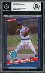 Johnny Abrego Autographed 1986 Donruss Rookie Card #32 Chicago Cubs Beckett BAS #17605662