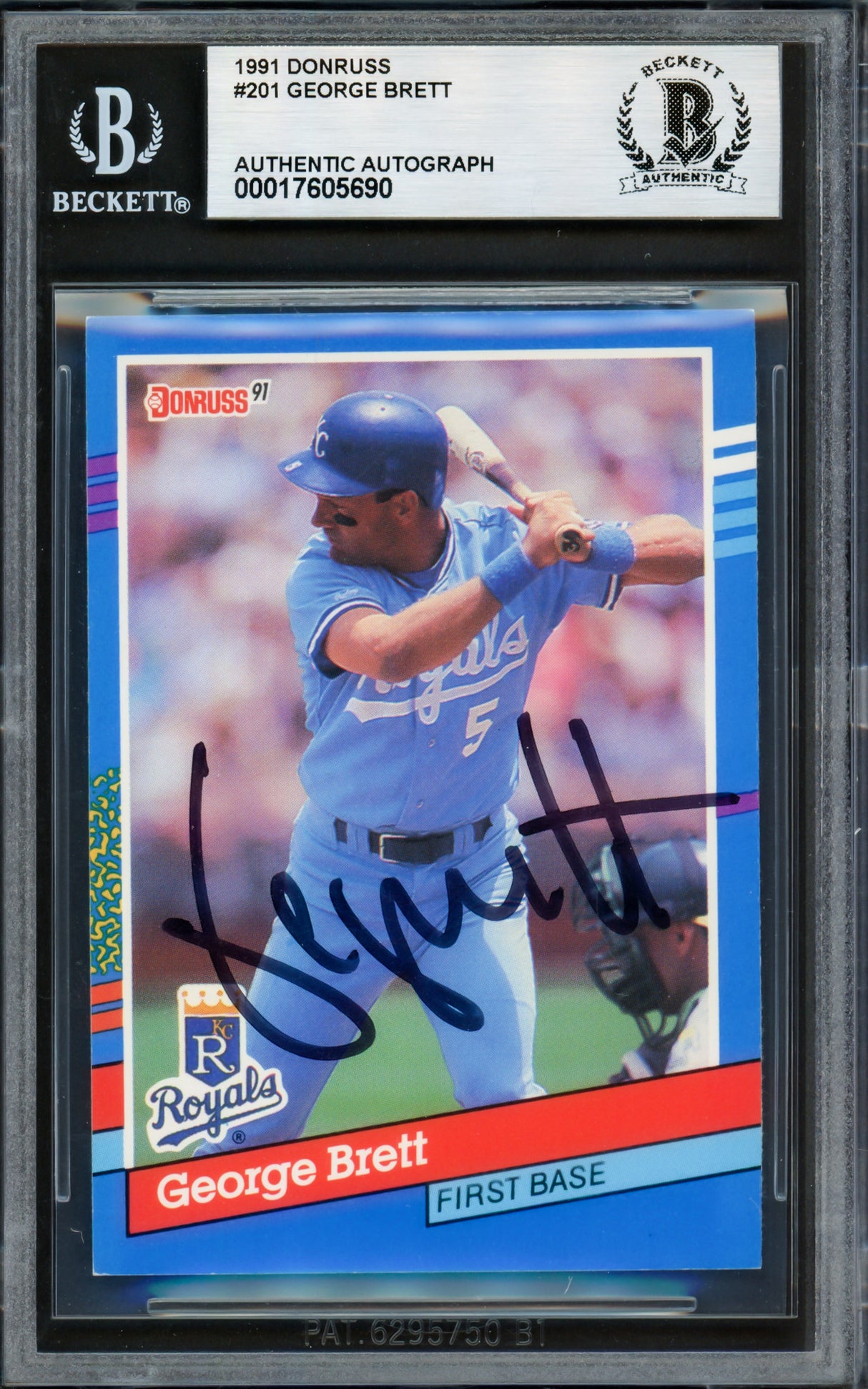 George Brett Autographed 1991 Donruss Card #201 Kansas City Royals Beckett BAS #17605690