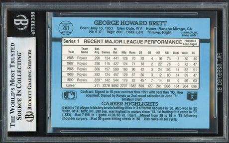 George Brett Autographed 1991 Donruss Card #201 Kansas City Royals Beckett BAS #17605690