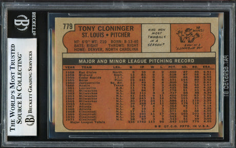 Tony Cloninger Autographed 1972 Topps Card #779 St. Louis Cardinals High Number Beckett BAS #17605761