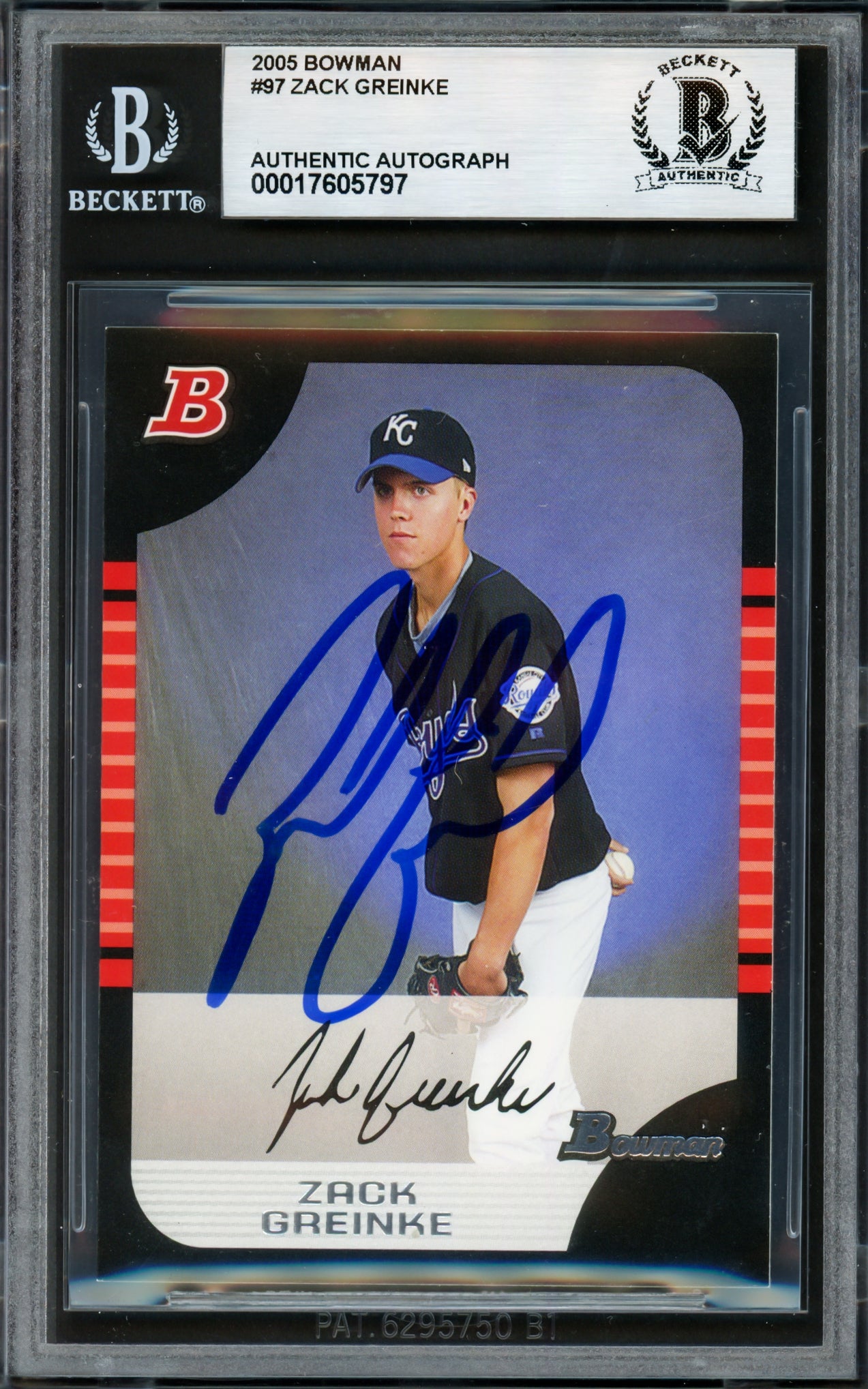 Zack Greinke Autographed 2005 Bowman Rookie Card #97 Kansas City Royals Beckett BAS #17605797