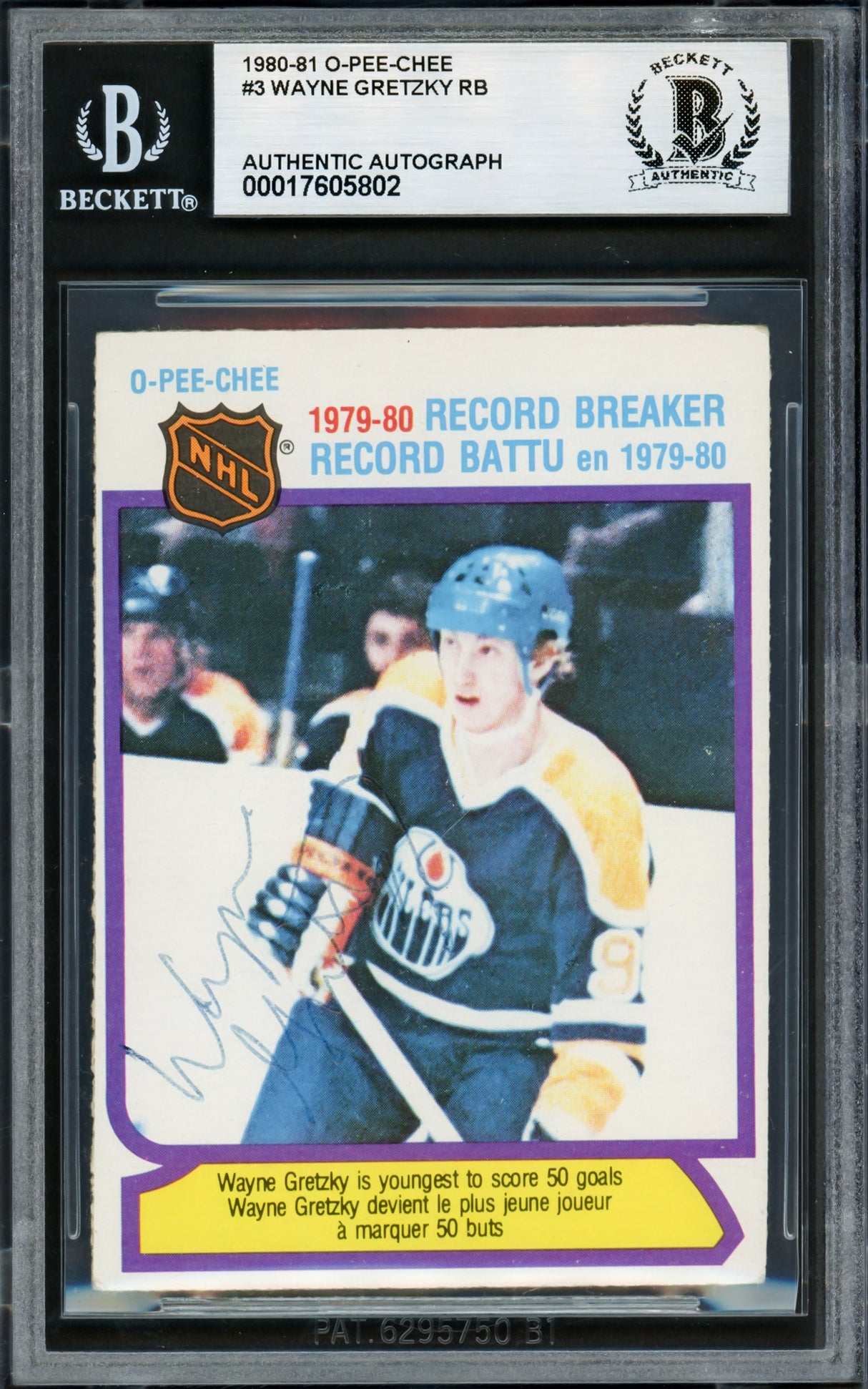 Wayne Gretzky Autographed 1980-81 O PeeChee Card #3 Edmonton Oilers Vintage Signature Beckett BAS #17605802
