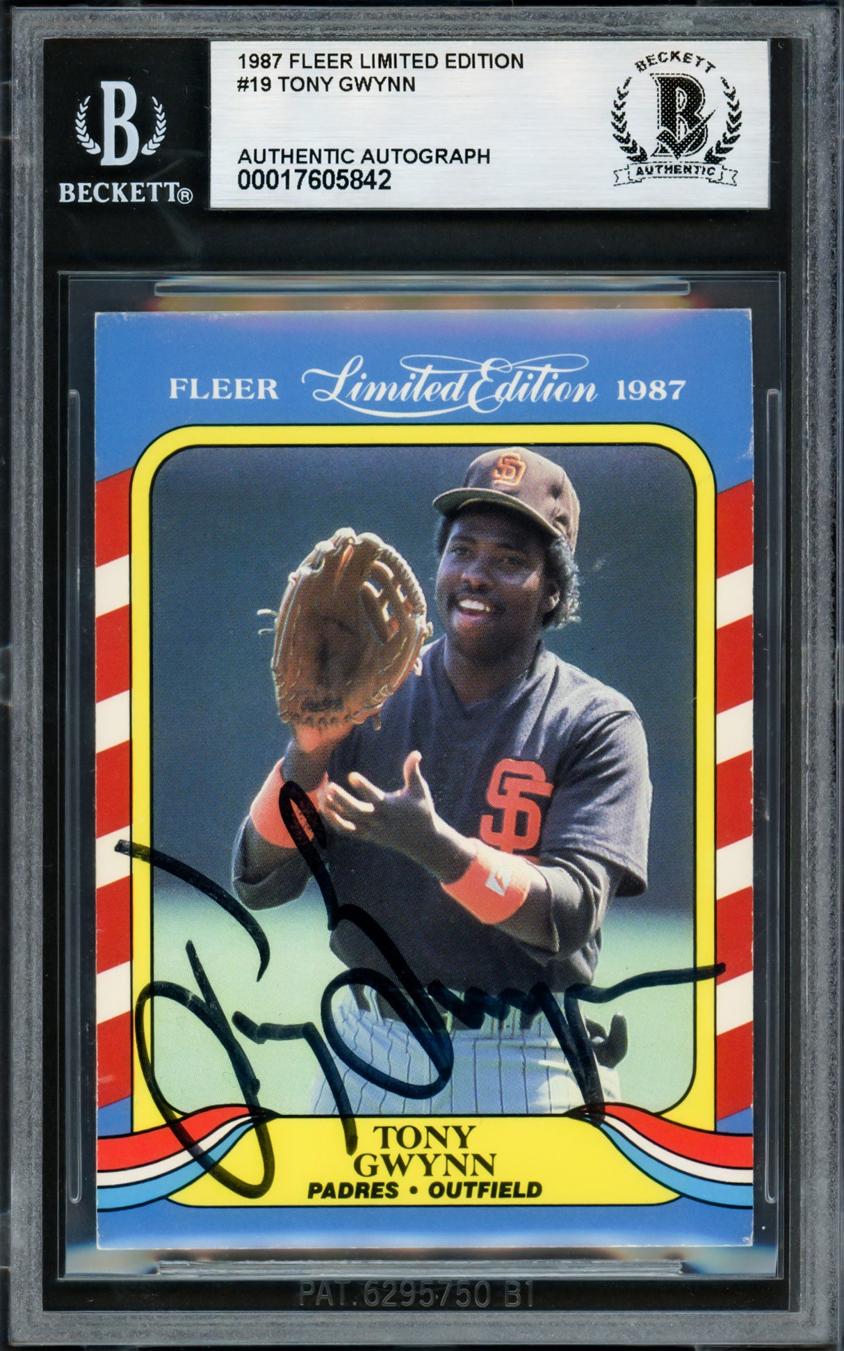 Tony Gwynn Autographed 1987 Fleer Limited Edition Card #19 San Diego Padres Beckett BAS #17605842