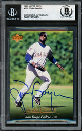 Tony Gwynn Autographed 1995 Upper Deck Card #135 San Diego Padres Beckett BAS #17605865