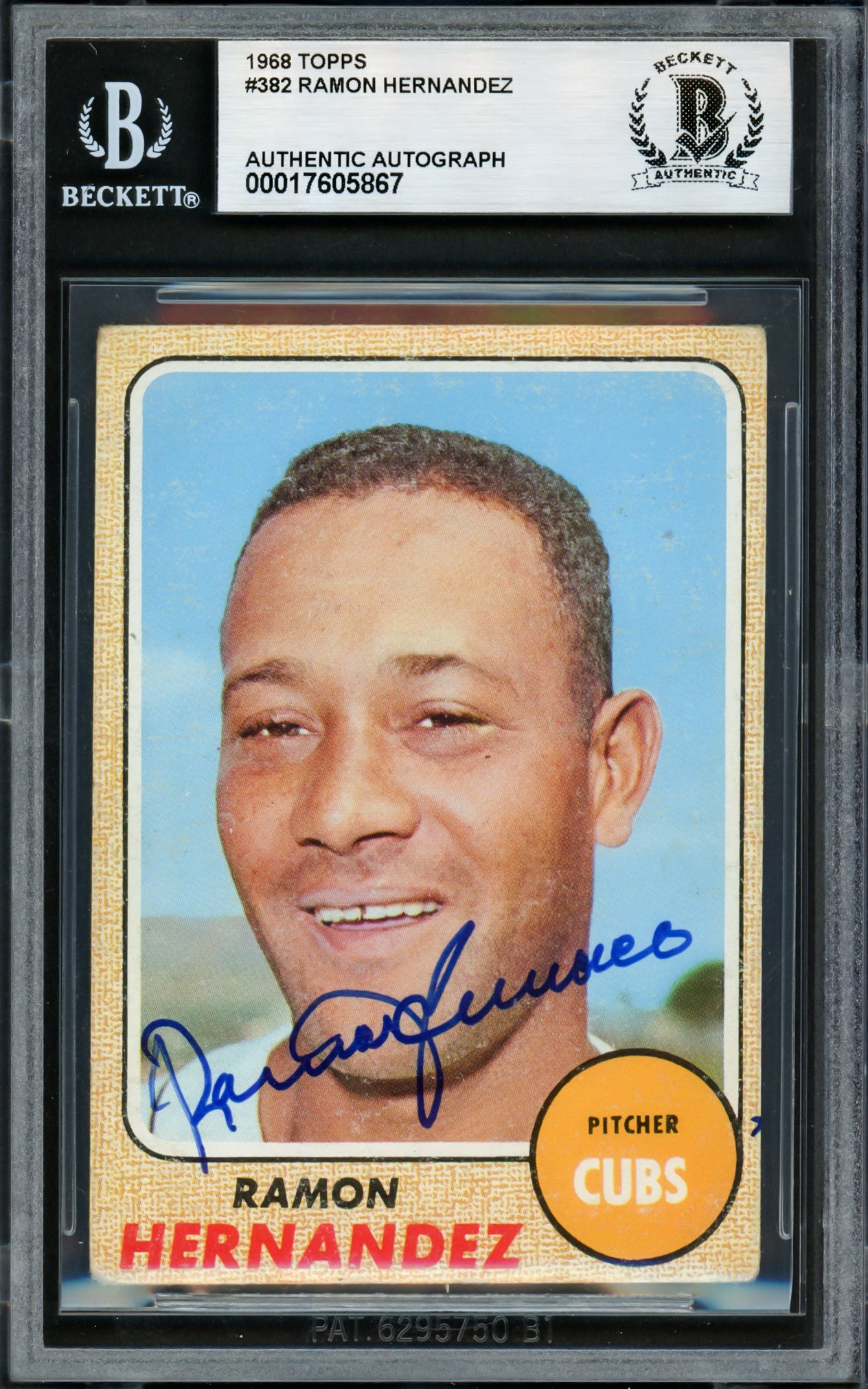 Ramon Hernandez Autographed 1968 Topps Card #382 Chicago Cubs Beckett BAS #17605867