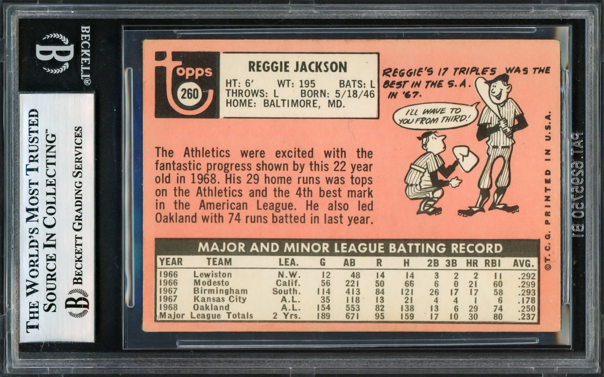 Reggie Jackson Autographed 1969 Topps Rookie Card #260 Oakland A's Beckett BAS #17605874