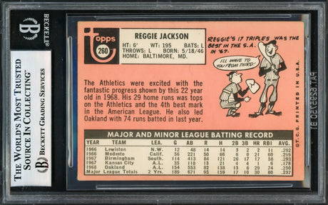 Reggie Jackson Autographed 1969 Topps Rookie Card #260 Oakland A's Beckett BAS #17605874