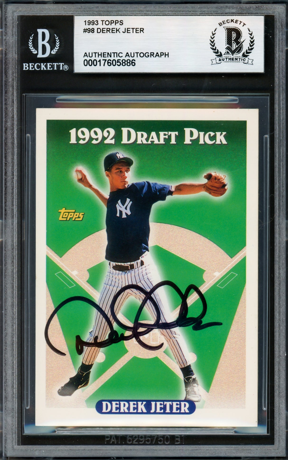 Derek Jeter Autographed 1993 Topps Rookie Card #98 New York Yankees Beckett BAS #17605886