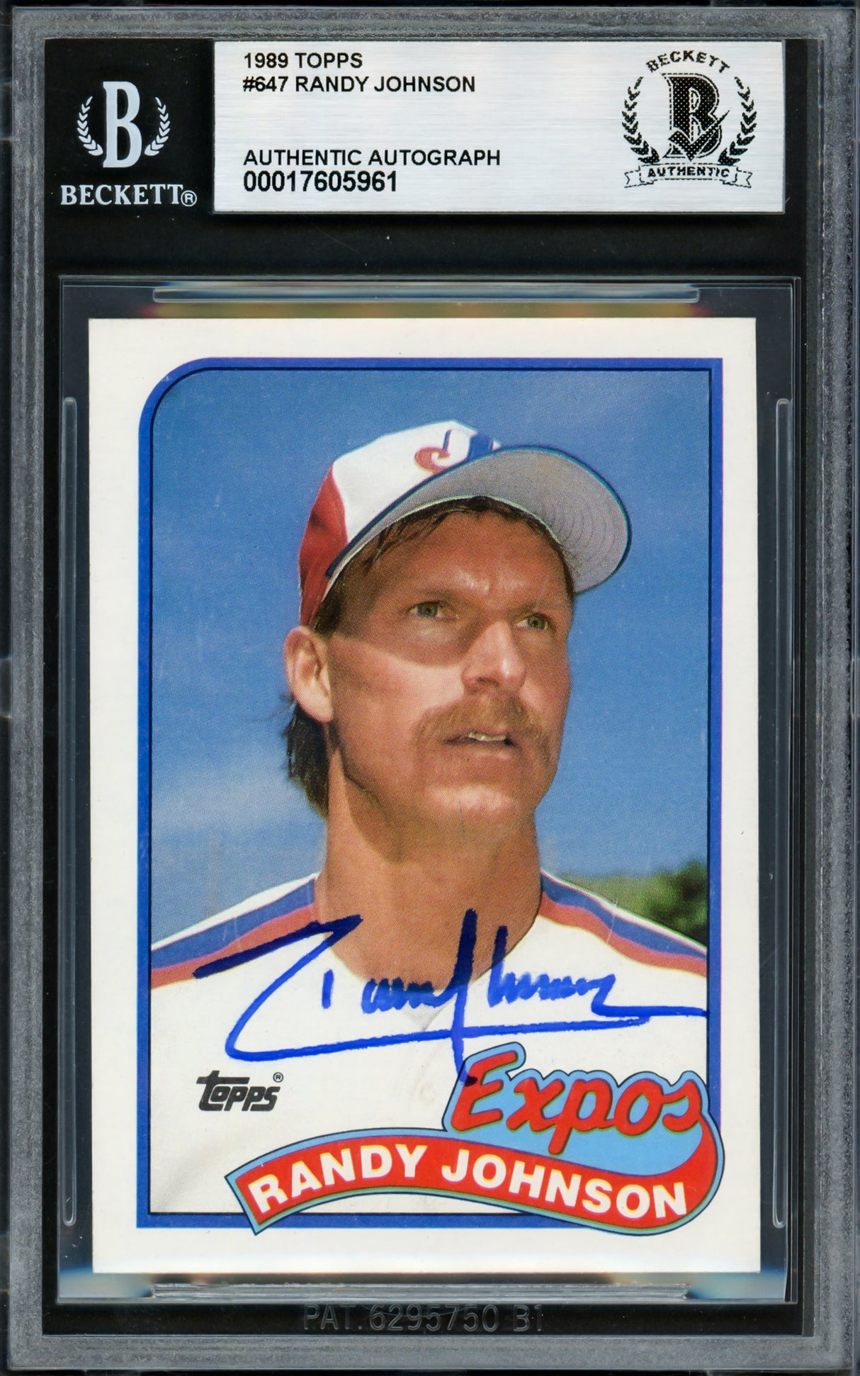 Randy Johnson Autographed 1989 Topps Rookie Card #647 Montreal Expos Beckett BAS #17605961