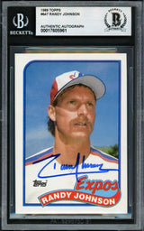 Randy Johnson Autographed 1989 Topps Rookie Card #647 Montreal Expos Beckett BAS #17605961