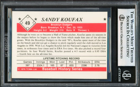 Sandy Koufax Autographed 1979 TCMA Card #49 Los Angeles Dodgers Beckett BAS #17605968