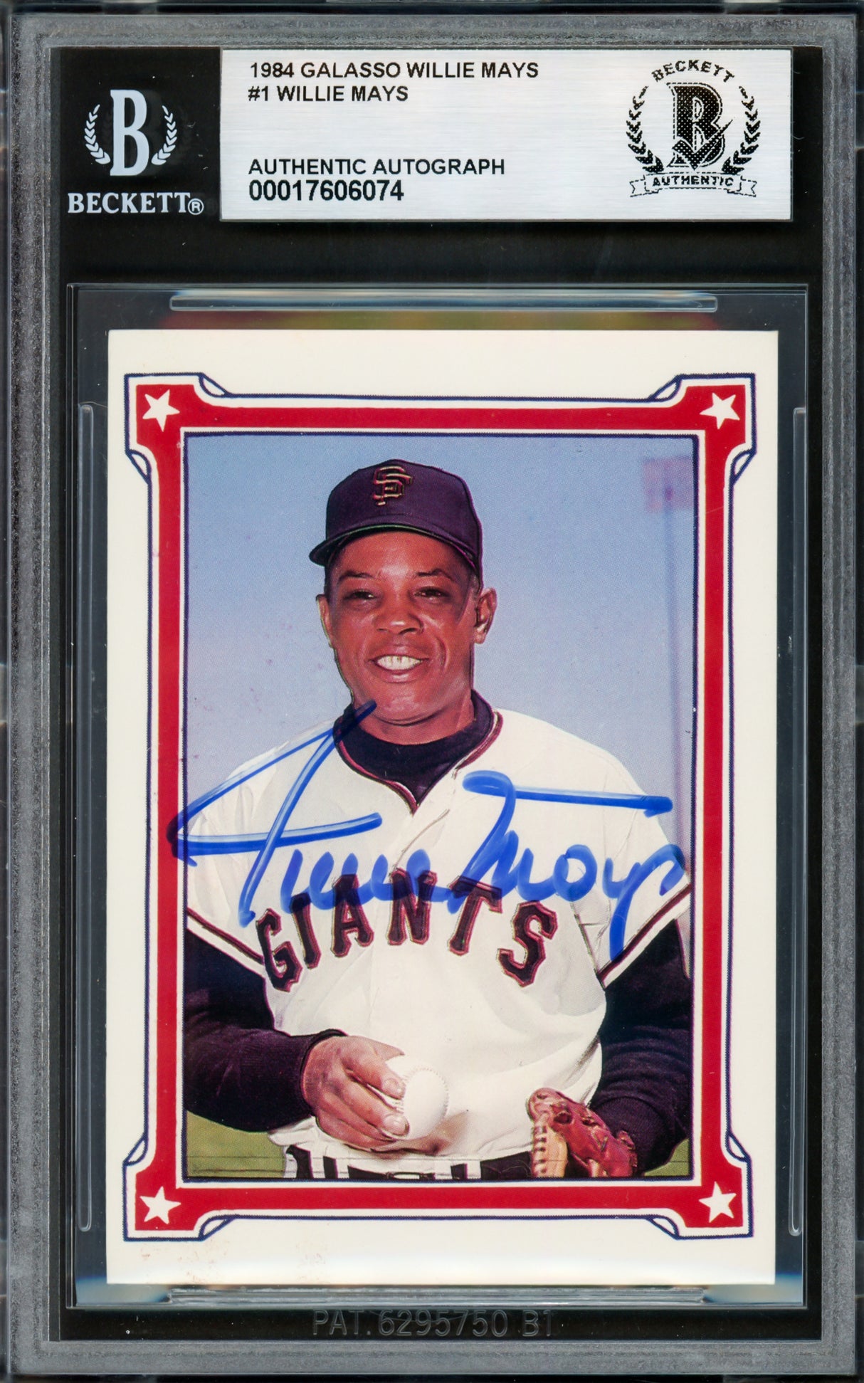 Willie Mays Autographed 1984 Renata Galasso Card #1 San Francisco Giants Beckett BAS #17606074