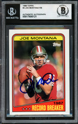 Joe Montana Autographed 1988 Topps Card #4 San Francisco 49ers Beckett BAS #17606121