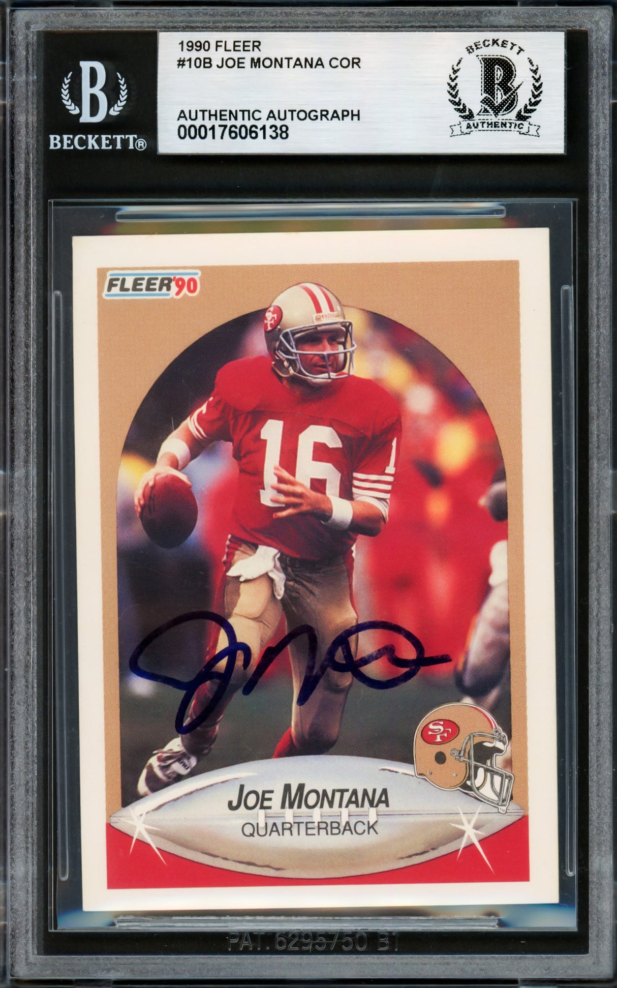 Joe Montana Autographed 1990 Fleer Card #10 San Francisco 49ers Beckett BAS #17606138
