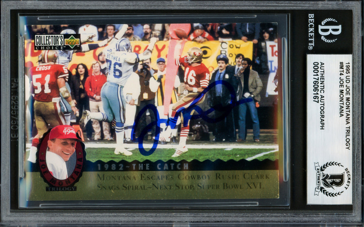 Joe Montana Autographed 1995 Upper Deck Card #MT4 San Francisco 49ers The Catch Beckett BAS #17606167