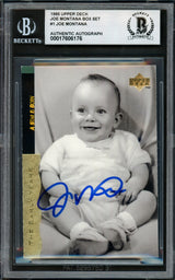 Joe Montana Autographed 1995 Upper Deck Card #1 San Francisco 49ers Beckett BAS #17606176