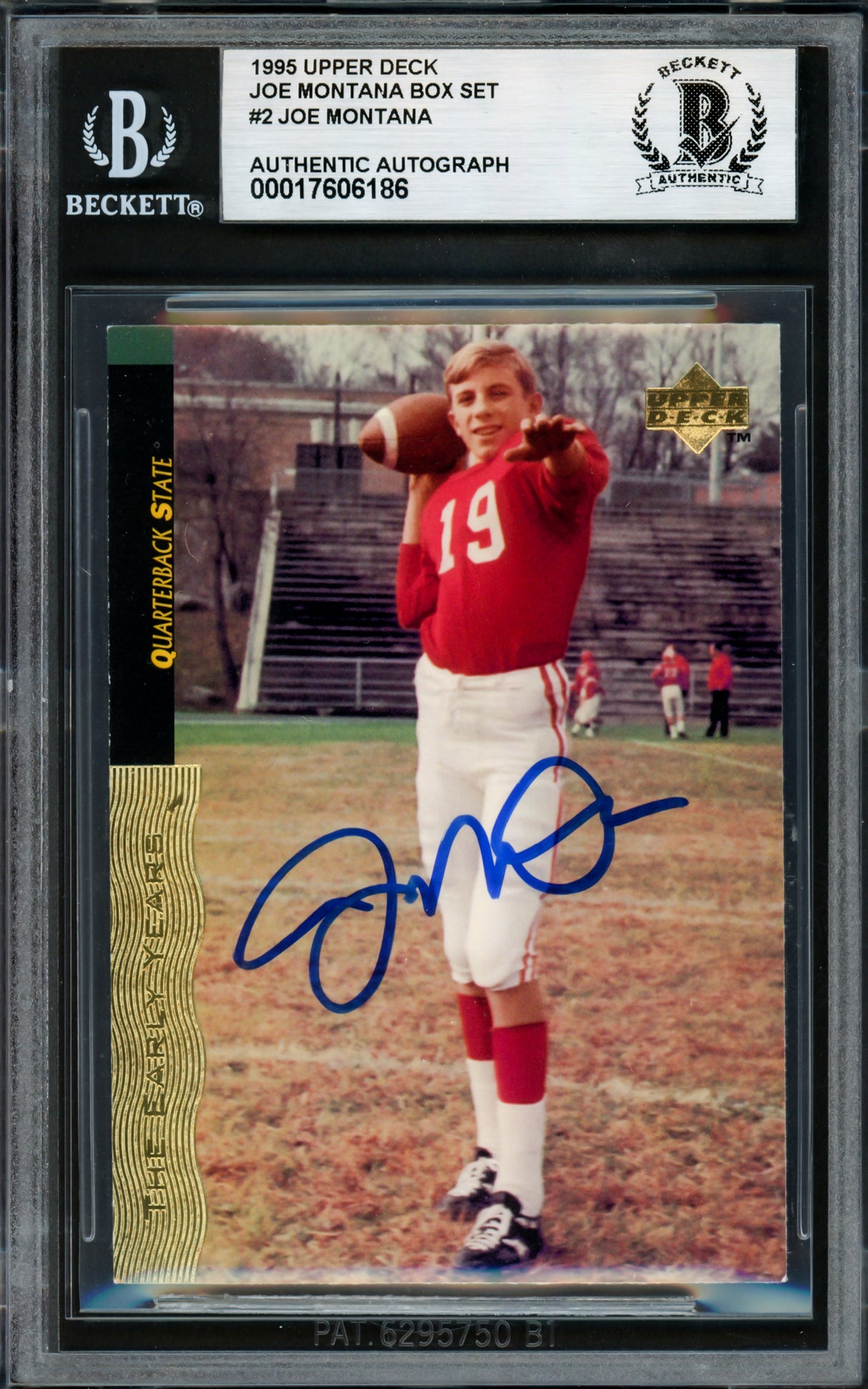 Joe Montana Autographed 1995 Upper Deck Card #2 San Francisco 49ers Beckett BAS #17606186