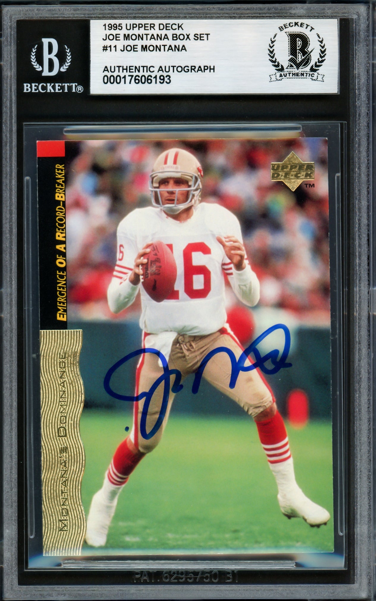 Joe Montana Autographed 1995 Upper Deck Card #11 San Francisco 49ers Beckett BAS #17606193