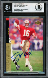 Joe Montana Autographed 1995 Upper Deck Card #12 San Francisco 49ers Beckett BAS #17606199