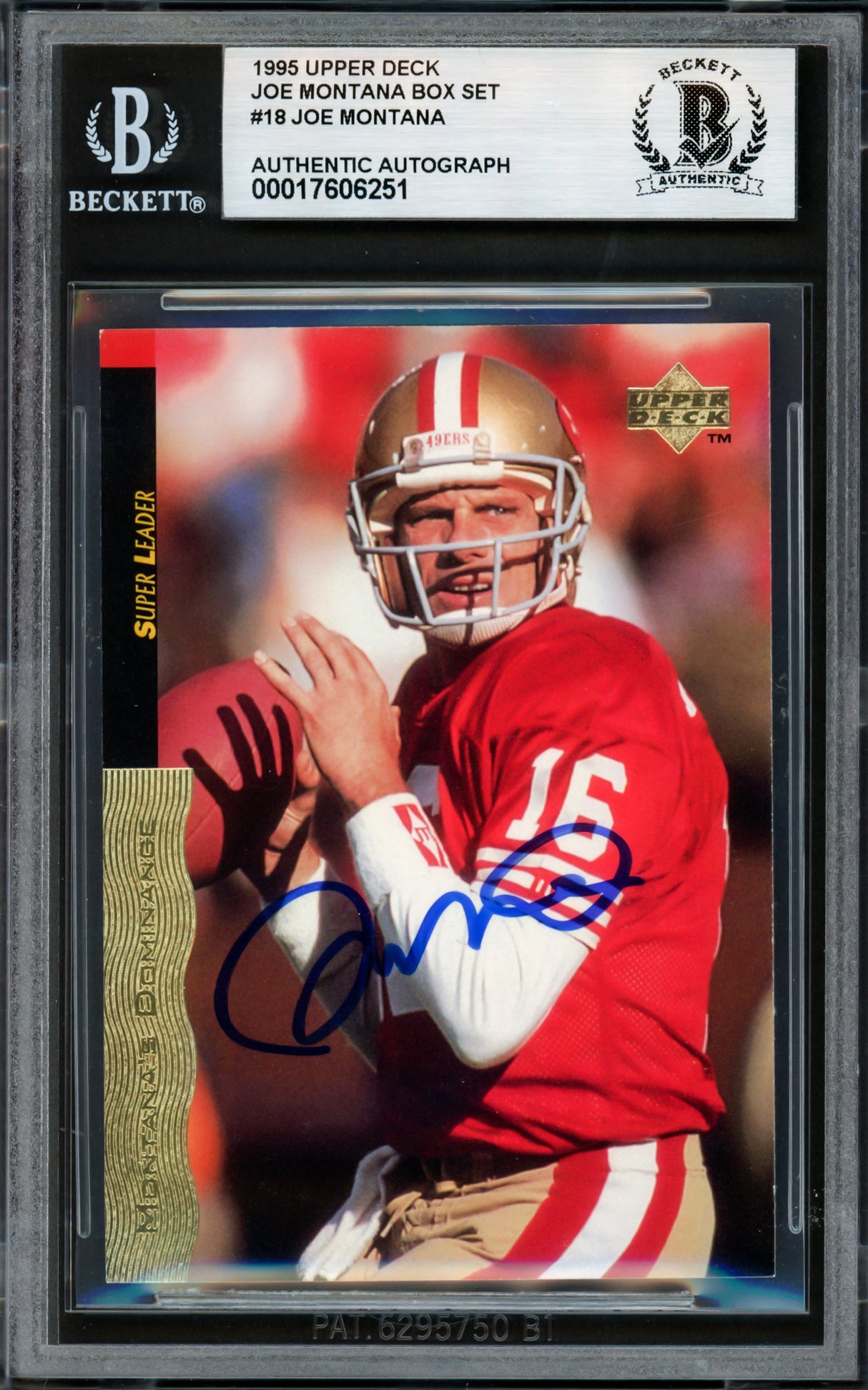 Joe Montana Autographed 1995 Upper Deck Card #18 San Francisco 49ers Beckett BAS #17606251