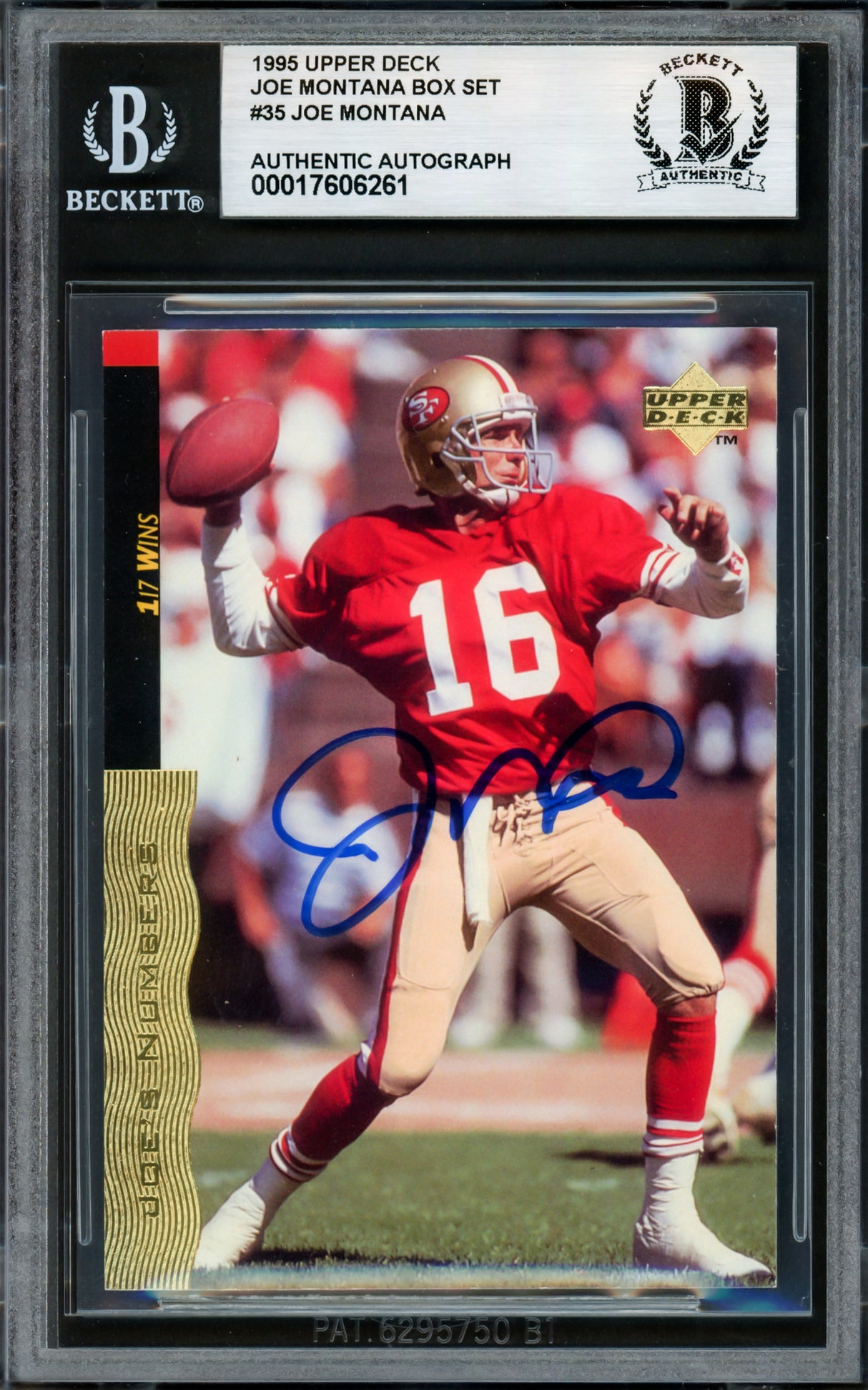 Joe Montana Autographed 1995 Upper Deck Card #35 San Francisco 49ers Beckett BAS #17606261